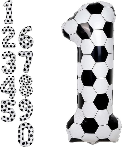 40 Inch Soccer Number 1 Balloons, Large White Soccer Foil 1 Balloon Numbers by Froova