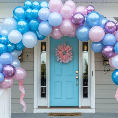 Pink and Blue Balloons, 12 Inch Metallic Baby Blue Pink Purple Balloons - Image 4