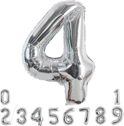 TONIFUL 40 Inch Silver Number 4 Balloon Large Foil 4th Birthday Decorations | by TONIFUL