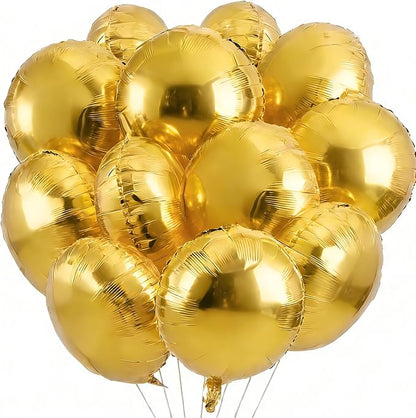 25Pcs Gold Round Shaped Foil Balloons 18 Inch Mylar Balloon | Helium by Unknown