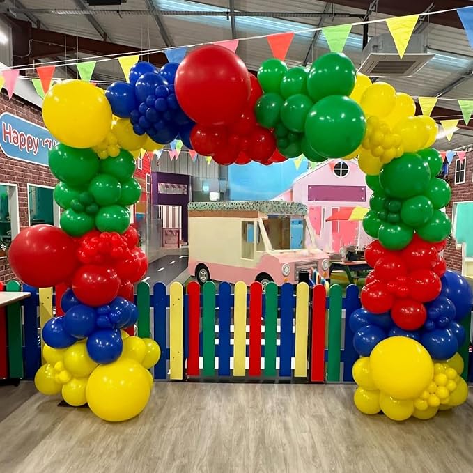 Red Blue Yellow Green Balloon Set, 12 Inch Carnival Circus Party Balloon Red - Image 3