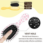 Mini Hair Brush,Cute Detangling Travel Hair Brush,Soft Bristles for Effortless Tangle Removal,Detangler Hairbrush for Women Men Boys Girls Kids Wet Dry All Hair Types (Pink Cow, Mini)