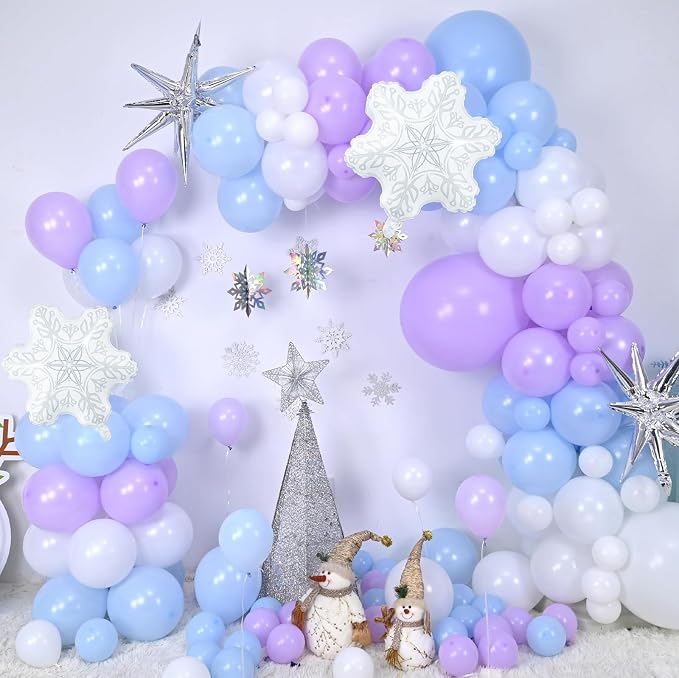 Winter Wonderland Balloon Arch Garland Kit, Baby Blue Purple Balloons - Image 3
