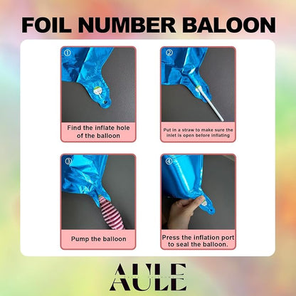 AULE 40 Inch 8 Blue Balloon Number Foil 0-9 Birthday Big Numbers | Birthday - Image 6