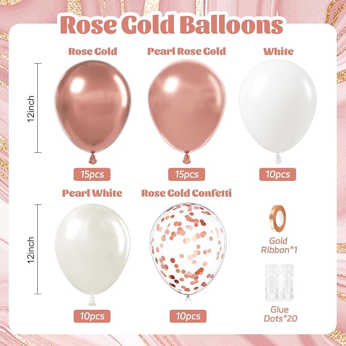 60pcs Rose Gold Balloons 12inch - Image 2
