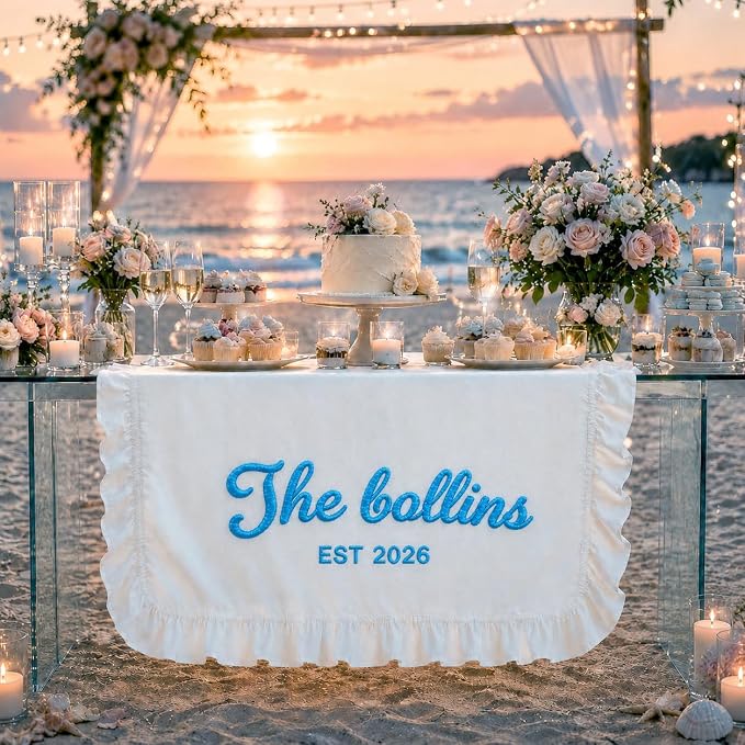 Personalized Hand Embroidered Wedding Table Runner by DUNACO