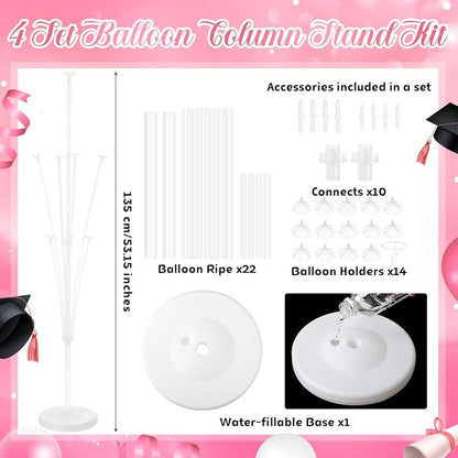 Kasyat 4 Set Pink and Rose Gold Graduation Balloons Stand High 53 Inch Class of - Image 3