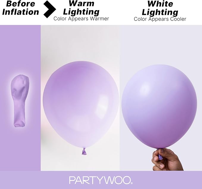 PartyWoo Lavender Balloons 100pcs Light Pastel Purple Lilac Color | 36 18 12 10 - Image 3