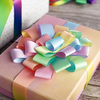 Pastel Ribbon Pastel Rainbow Ribbon 1 inch Rainbow Craft Ribbons Gift Satin - Image 6