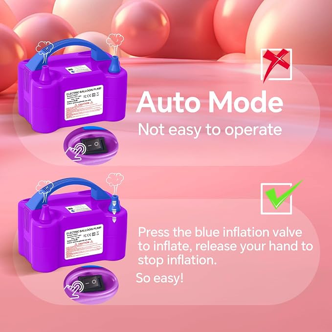 Electric Balloon Pump, 110V 600W Portable Dual Nozzles Balloon Pump, Air Pump - Image 4