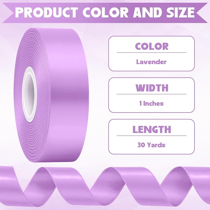 30Yards 1In Lavender Satin Ribbon - Image 2