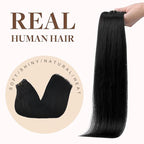 GOO GOO Clip in Hair Extensions Real Human Hair, Remy Human Hair Extensions Clip ins for Women, Natural Human Hair, 18inch 130g 7Pcs, 1 Jet black