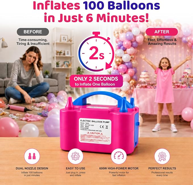 Electric Balloon Pump Dual Nozzle, Inflation - Image 2