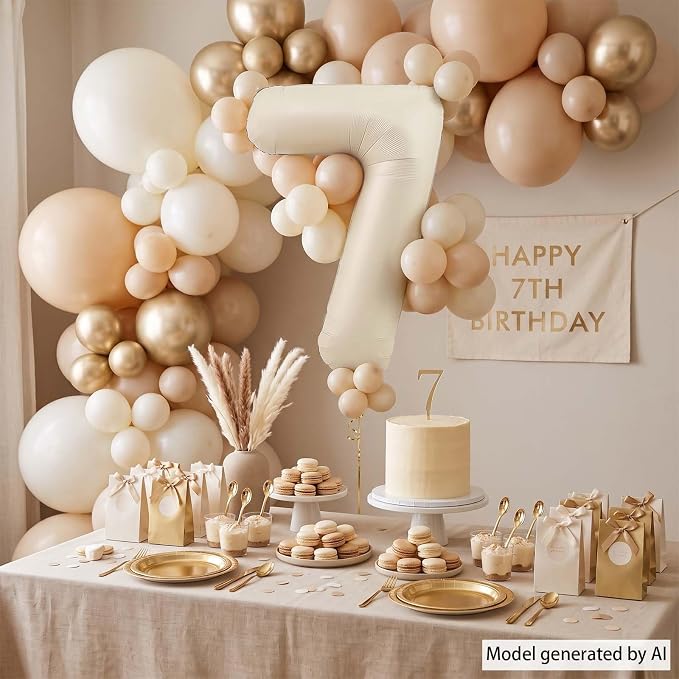 Cream Number 7 Balloon 40 Inch, Foil Numeral - Image 7