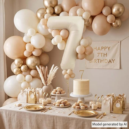 Cream Number 7 Balloon 40 Inch, Foil Numeral - Image 7
