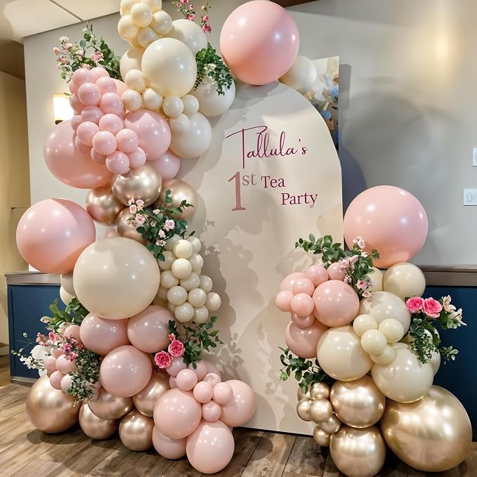 HILAVO Pink and Gold Balloons 12 Inch Pastel Light Baby Pink Double Stuffed - Image 5