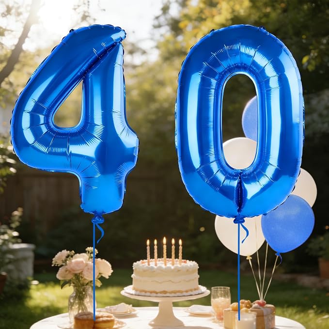 40 Inch Number 40 Balloons for 40th Birthday Party Decorations, 0-100 Dark Blue - Image 3