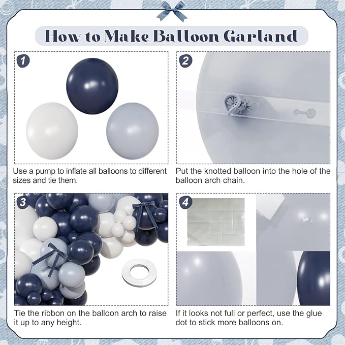 Blue White Balloon Arch Kit - Image 5