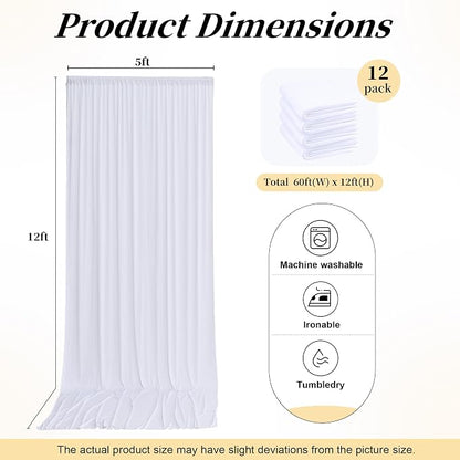 60ft x 12ft White Backdrop Curtains - Image 7