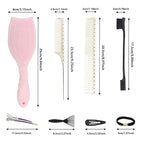 Hair Brush Set, Professional Styling Tools with Combs and Accessories, Pink, Gift Box Included (Pink Brush+Black Brush)