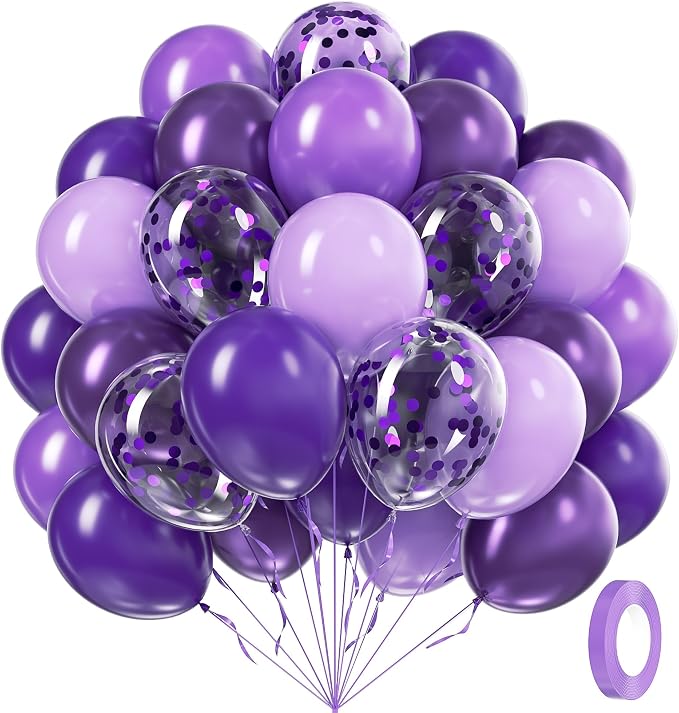 60pcs Purple Balloons 12inch by Awenztech