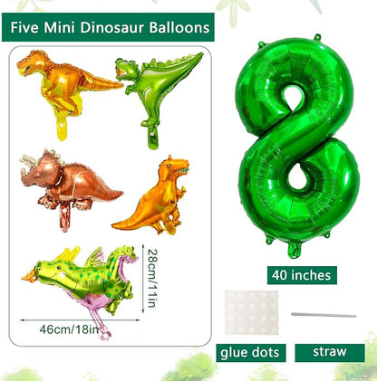 LilyZheng Large Dinosaur Balloon Number 8, 40 Inch Dark Green Foil Balloon - Image 2