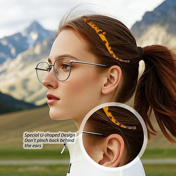 4 Pack No Pressure Headbands for Glasses Wearers – Wide teeth U-Shaped headband for no headache, no pressure, secure hold for thick and fine hair(set-B)