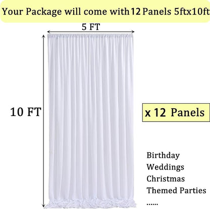60ftx10ft Wrinkle Free White Backdrop Curtains - Image 5