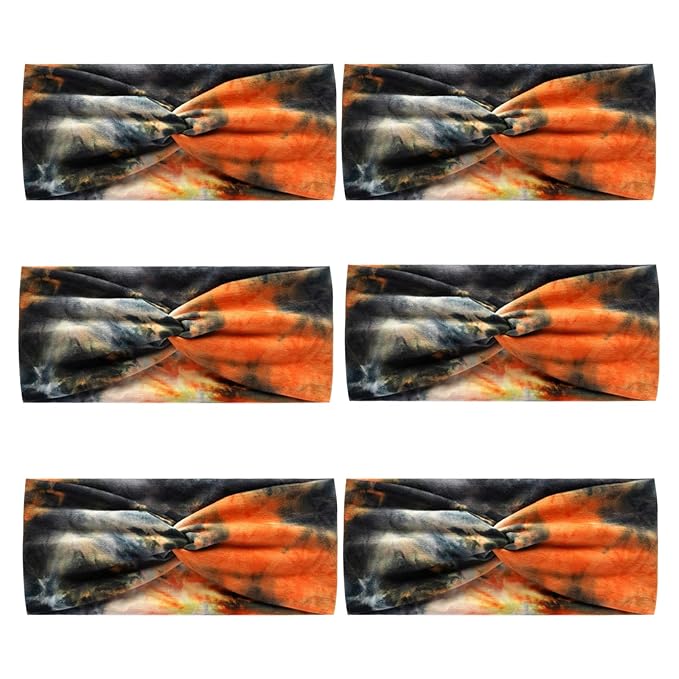 6 Pcs Wide Headbands for Women, Boho Tie Dye Headbands, Soft Fashion Headbands, Hair Bands for Daily Workout Yoga, Z-CC