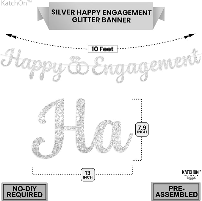 KatchOn, Glitter Happy Engagement Banner, Pre-Strung - Image 2