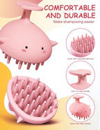 Scalp Massager Hair Growth Shampoo Brush, Silicone Scalp Scrubber Shower Scalp Brush for Hair, Head Massager Scalp Exfoliator for Dandruff Removal, Wet Dry Scalp Massage Tool for Hair Care, Pink