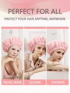 Years calm Heat Cap For Deep Conditioning Shower Cap，Reusable Three-Layer Structure Waterproof Hair Cap – Applicable Tofor Bathing, Hair Care, And Other Uses (Pink, One Size)