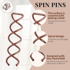 20PCS Spiral Hair Pins, Spin Pins Spiral Bobby Pins for Girls, Women and Kids, Non-Scratch Round Clip & Bun Twist, Stylish Bun Bobby Pins, Premium Spin Pins for Hair, Brown
