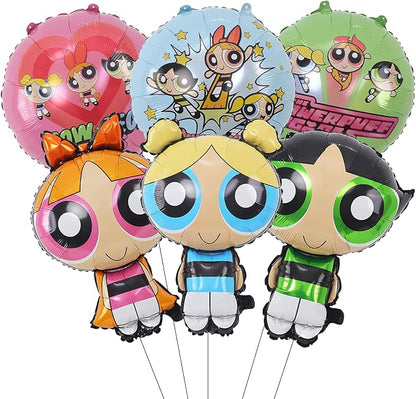 6pcs Power Girls Foil Balloons Theme Birthday Party Supplies 8pc Balloon by Omto