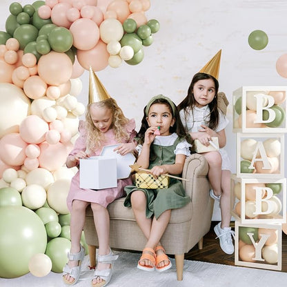 CROSSFINGERS Pink and Sage Green Wildflower Baby Shower Decorations | 132Pcs - Image 3