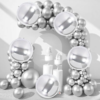 Metallic Silver Balloons, 22 Inch Large Sphere Round Balloons - Image 3
