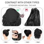Ponytail Extension,12 Inch Drawstring Ponytail Hair Extensions for Women Synthetic Curly Wavy Fake Pony Tails Hair Pieces for Daily Party Use (1B)