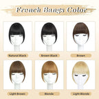 NAYOO Clip in Bangs - 100% Human Hair French Bangs Clip in Hair Extensions, Light Blonde French Bangs Fringe with Temples Hairpieces for Women Curved Bangs for Daily Wear