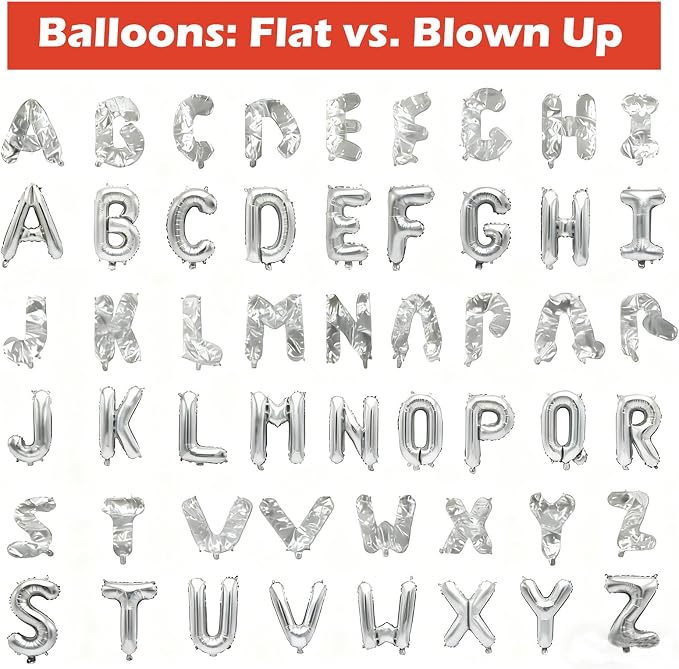 36 Pcs Silver Letter Balloons, Custom A-Z Set - Image 4