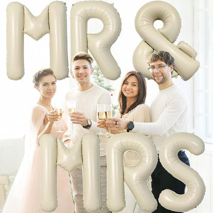 Letter Balloons Beige, 40 Inch Letter And Balloons, Alphabet Name Foil Balloon - Image 5