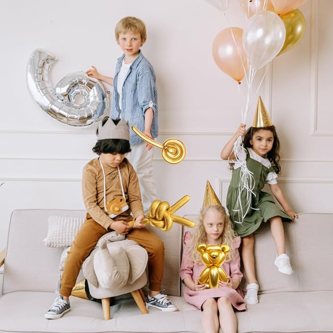 100PCS Metallic Gold Long Balloons - Image 6