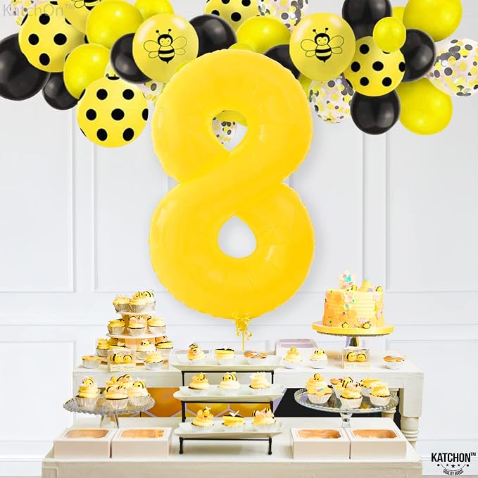 KatchOn Yellow Number 8 Balloon 40 Inch, 8 Balloon | 8th Birthday Decorations - Image 3