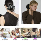 Scrunchies Hair Ties for Women - Big Silk Satin Scrunchie Exra Large Jumbo Gaint Oversized Pact of 4 Scrunchy for Curl Thick Hair Ligas Para el Cabello De Mujer Decoration Hair Accessories Gift