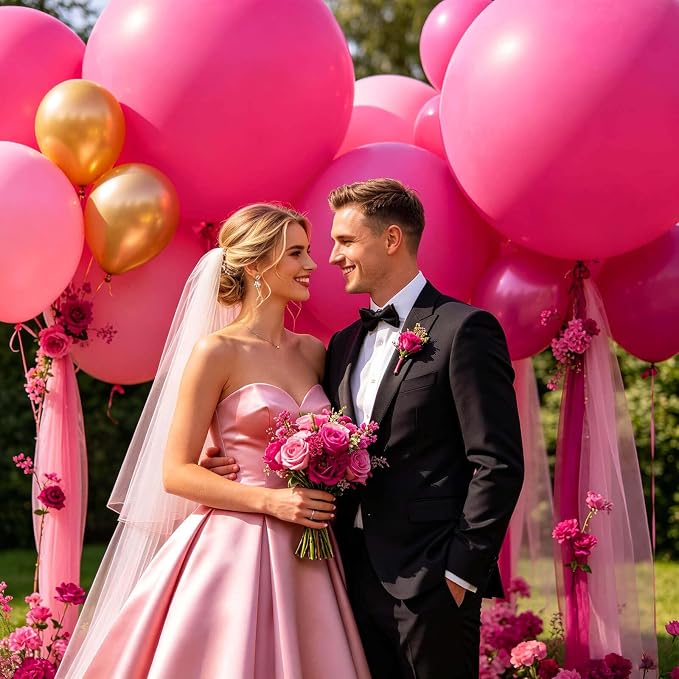 18 Inch Hot Pink Balloons 12 Pack Big Magenta Fuchsia Balloons Thick Latex Hot - Image 5