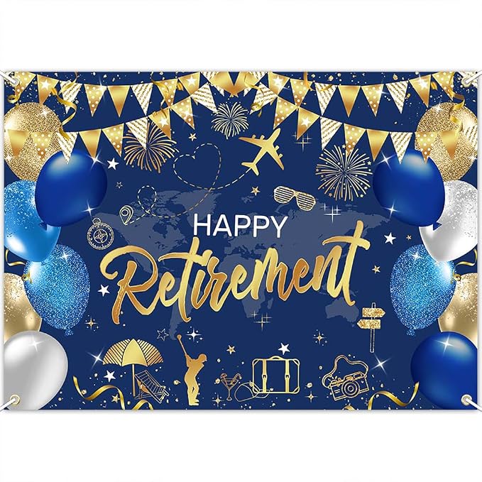 Mocsicka Happy Retirement Backdrop Pink Rose Gold Balloons Women Happy by Mocsicka