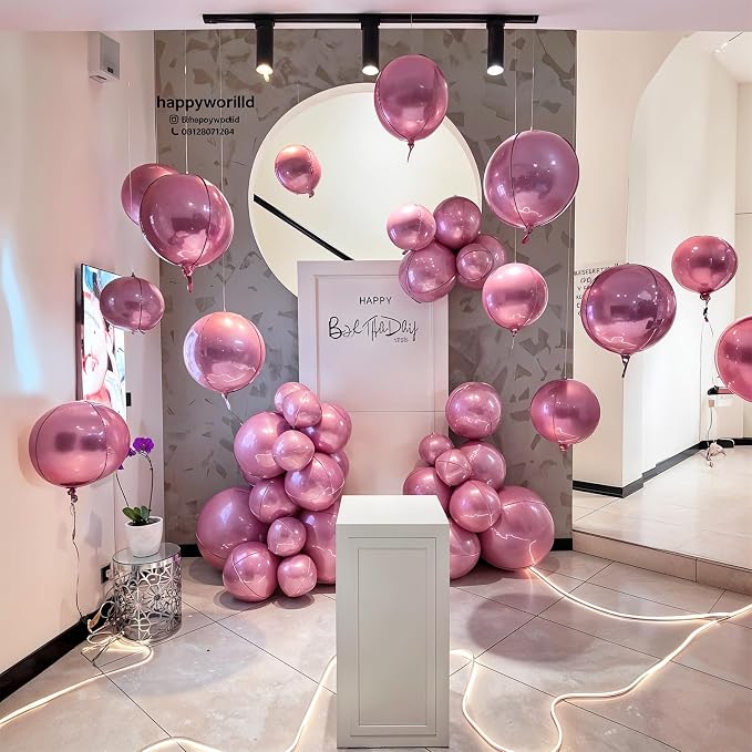14 Pcs Pink Round Foil Balloons Light Baby Pink Metallic 4D Balloons | Pink - Image 4