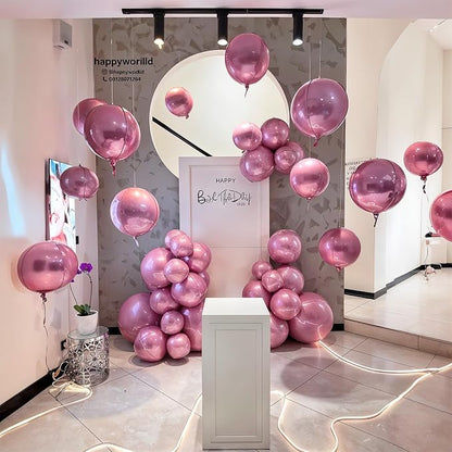 14 Pcs Pink Round Foil Balloons Light Baby Pink Metallic 4D Balloons | Pink - Image 4