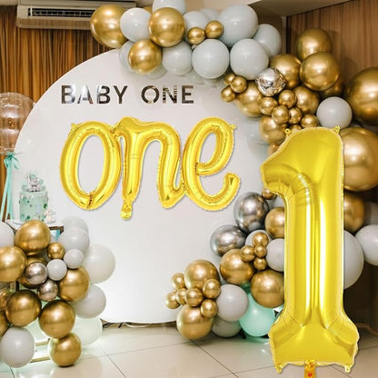 2 Pcs One Balloon Set, 40 Inch Number 1 Balloon and 41 Inch Script Letter One - Image 5