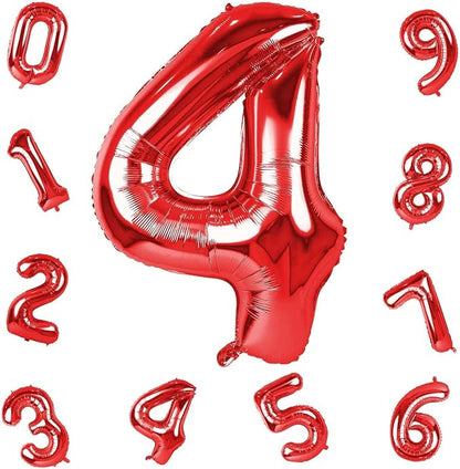 40 Inch Red Foil Balloon Number 4, Giant Self Inflating Number Balloons 0-9 - Image 9