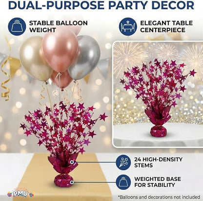 PMU Bursting Star Metallic Foil Spray Centerpiece- Burgundy Prismatic Balloon - Image 5